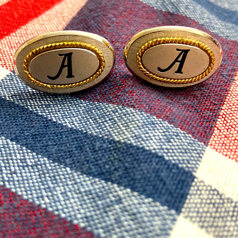 Vintage 80s Swank “A” Cufflinks